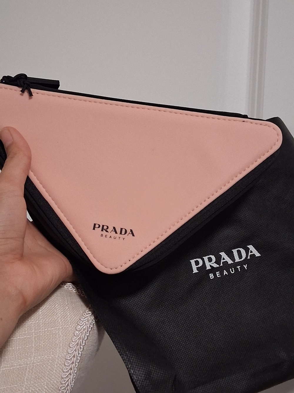 GWP/Novelty  Pink Triangle Cosmetic Pouch with Black Trim